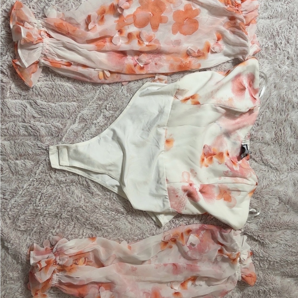 Floral Print Bodysuit and Sleeves